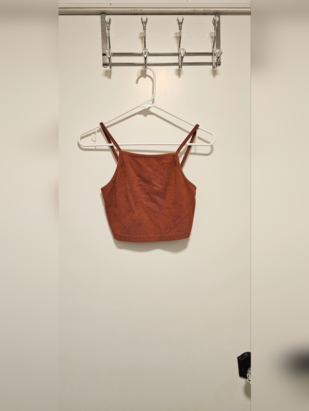 Forever 21 Women's Rust Ribbed Cropped Tank Top
